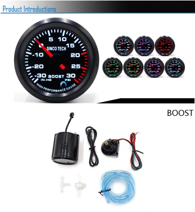 30 PSI Boost Gauge , 50MM Digital Turbo Gauge Seven Colors Backlight