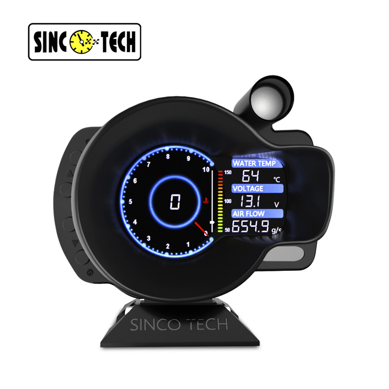 Sinco Tech Do916 OBDII Multifunctional Gauge Car Hud OBD2 Double Screen Tachometer Auto Meter
